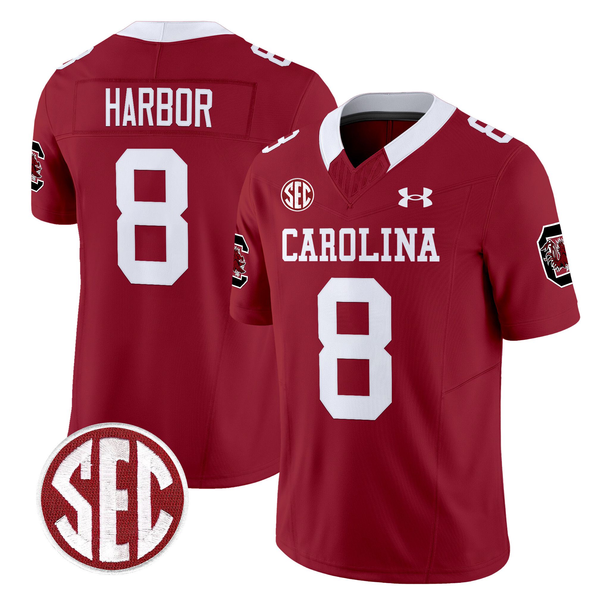 Men South Carolina Gamecocks #8 Harbor Red 1980 Throwback Vapor Limited 2024 NCAA Jersey